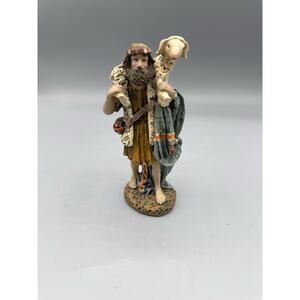 Vintage Good Shepherd Figurine w Lamb Hand Painted Religious Statue 5”